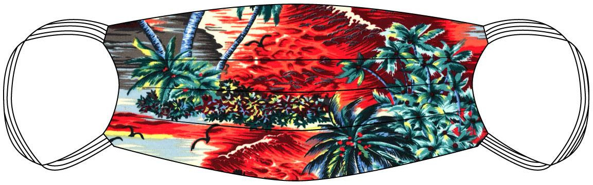 Red Vintage Hawaiian Print 100% Cotton Face  Mask  Made in USA